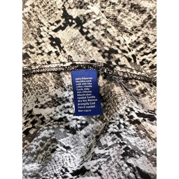 Women's SnakeSkin Print Long Sleeve Tunic Work Top with Knotted Front Sz L 0587 - Picture 6 of 6